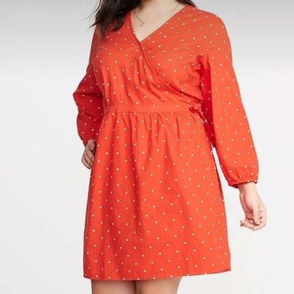 Old Navy Red Floral Wrap Dress Plus Size 3X - Picture 5 of 8